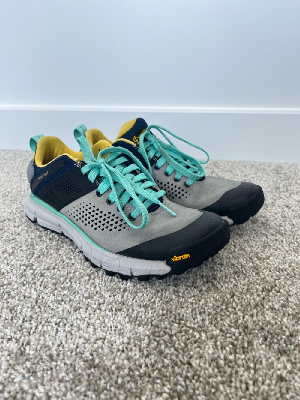 Danner Women's Grey Navy Teal Hiking Sneakers Trail 2650 size 6